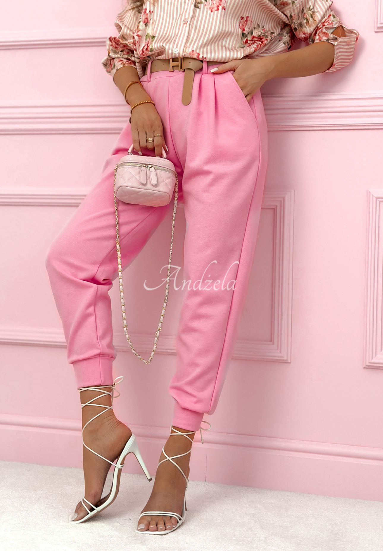 Pantaloni jogger din viscoză cu curea I Chose It