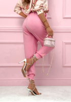 din material textil Pantaloni joggery z paskiem I Chose It negre