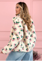 Geacă polarowa ze stójką w kwiaty Flower Fluffs bej