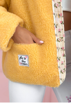 Scurtă Geacă kożuszek z kwiecistą podszewką Lilianna ecru