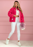 Scurtă Geacă kożuszek z kwiecistą podszewką Lilianna ecru