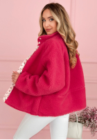 Scurtă Geacă kożuszek z kwiecistą podszewką Lilianna ecru