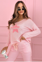Bluză z ozdobną aplikacją The Spring Begins roz