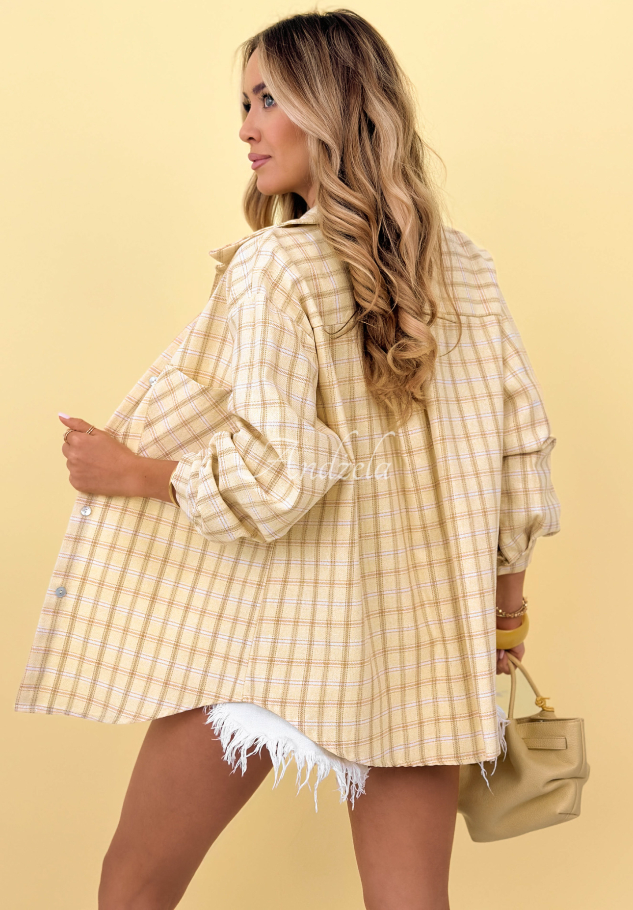 Cămașă din bumbac în carouri Golden Sunshine