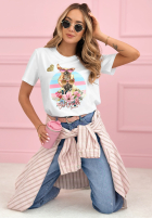 Tricou z nadrukiem Crazy Dogs Alb