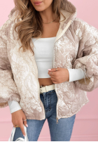 Pikowana Geacă z kapturem oversize cu modele Blooming Hope albastră