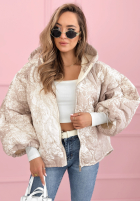 Pikowana Geacă z kapturem oversize cu modele Blooming Hope albastră