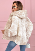 Pikowana Geacă z kapturem oversize cu modele Blooming Hope albastră