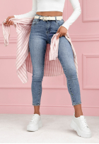 Pantaloni din denim skinny z paskiem Riley albastre