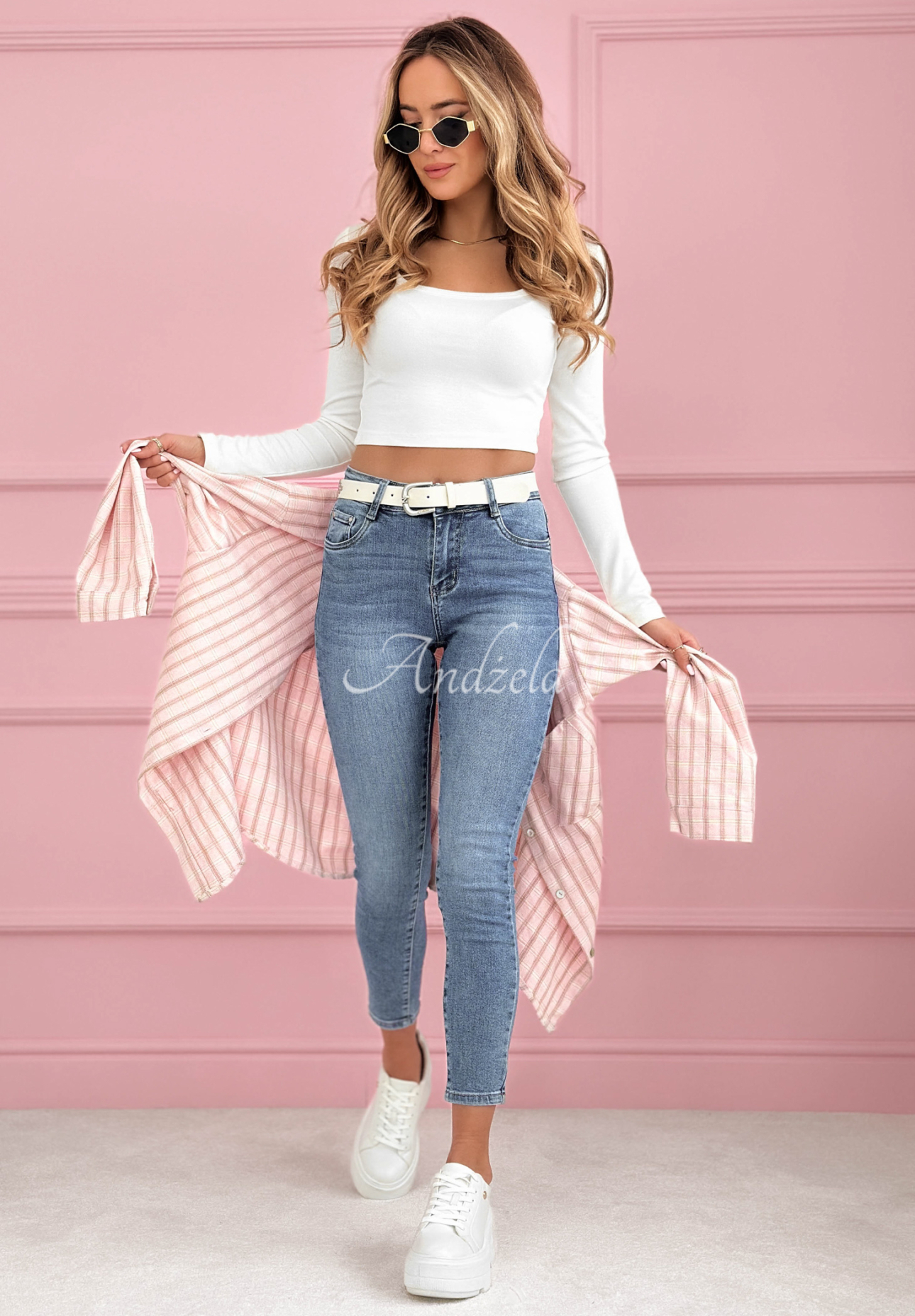 Blugi skinny cu curea Riley