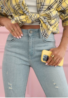 Pantaloni din denim skinny z przetarciami Evelisse albastre