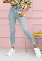 Pantaloni din denim skinny z przetarciami Evelisse albastre