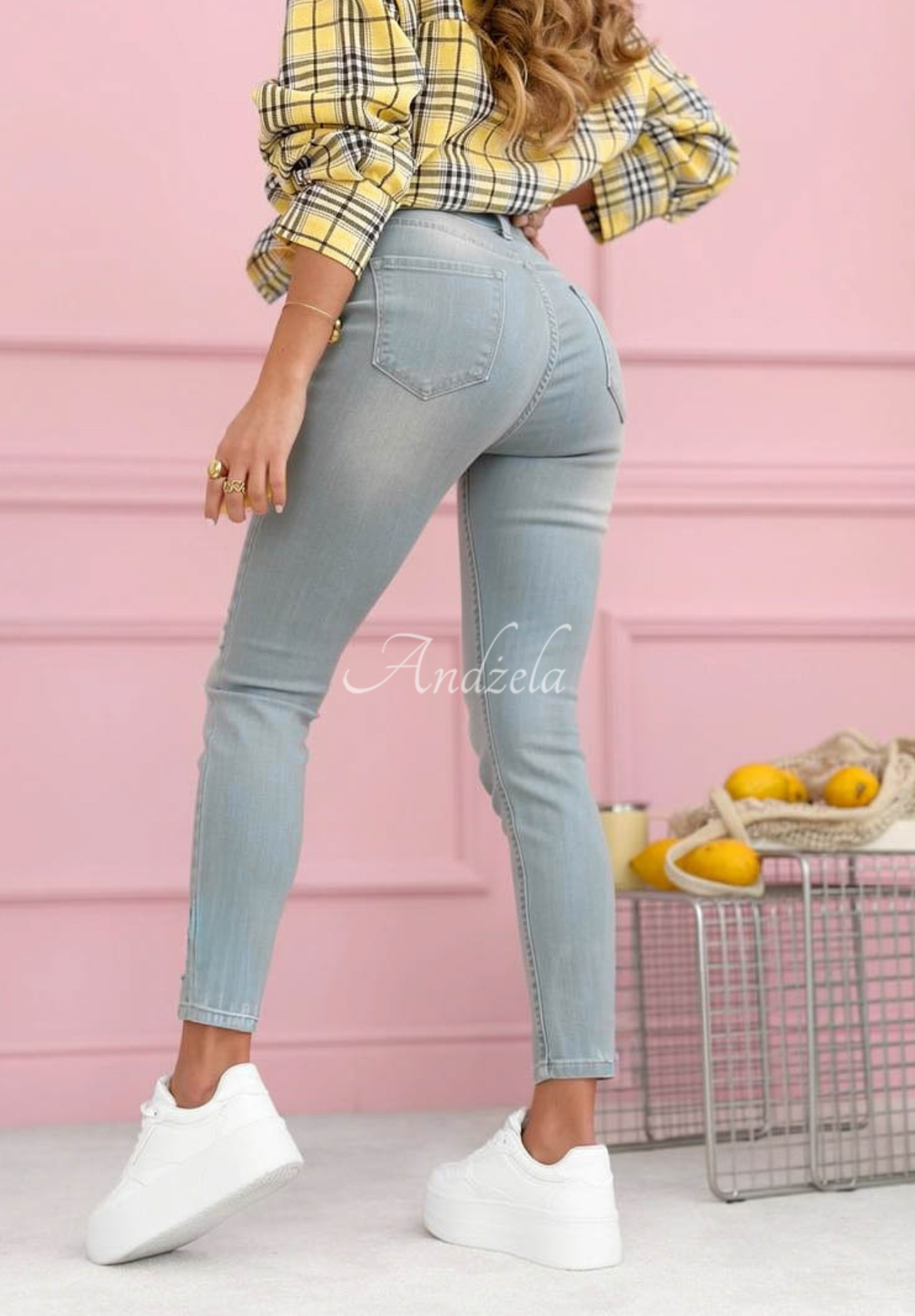 Blugi skinny cu abraziuni Evelisse