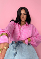 Cămașă w paski oversize La Milla Sophie roz