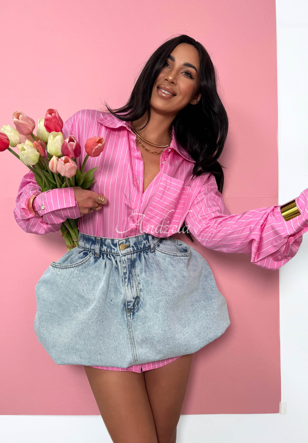 Cămașă din bumbac cu dungi oversize La Milla Sophie