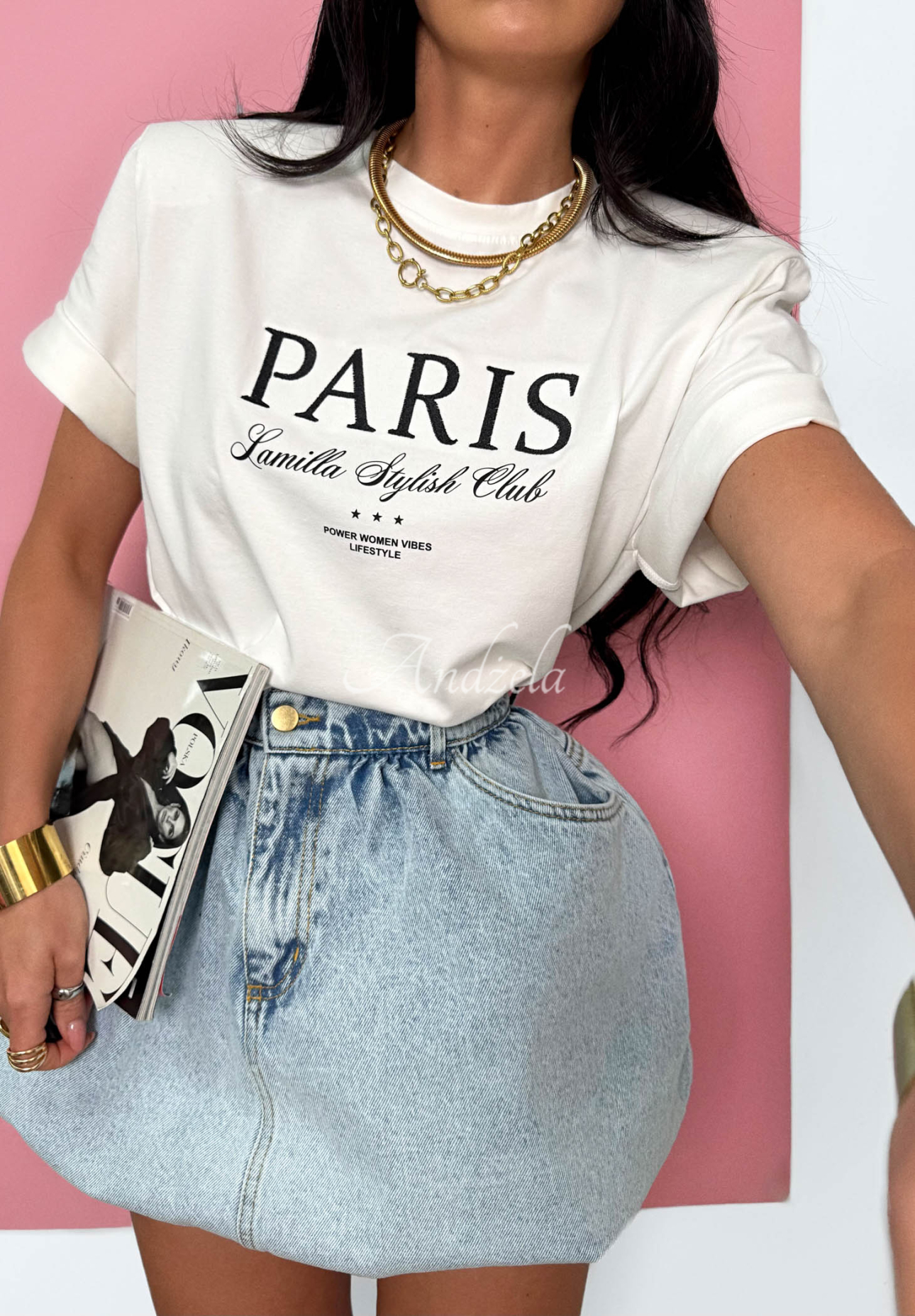 Tricou din viscoză cu imprimeu La Milla Paris