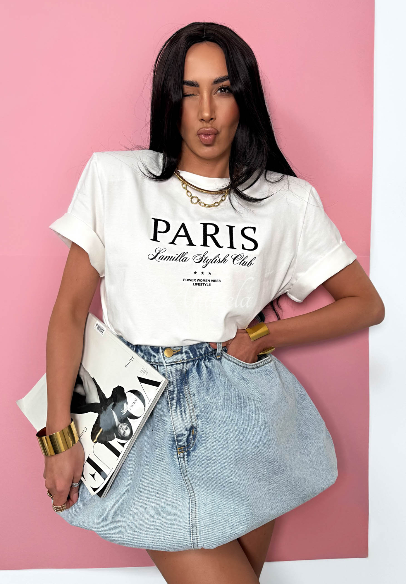 Tricou din viscoză cu imprimeu La Milla Paris