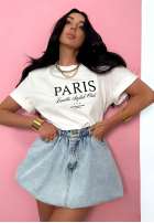 Tricou z nadrukiem La Milla Paris Alb