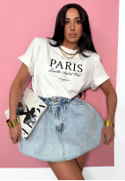 Tricou z nadrukiem La Milla Paris Alb