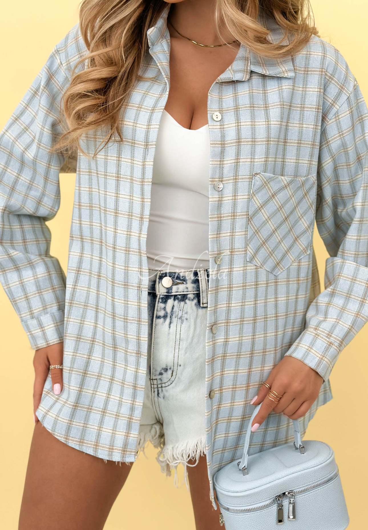 Cămașă din bumbac în carouri Golden Sunshine