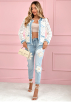 din denim Cămașă z koronką Ask Me Why biało-albastră