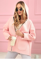 Palton  Hanorac z kapturem Madeline roz pudră