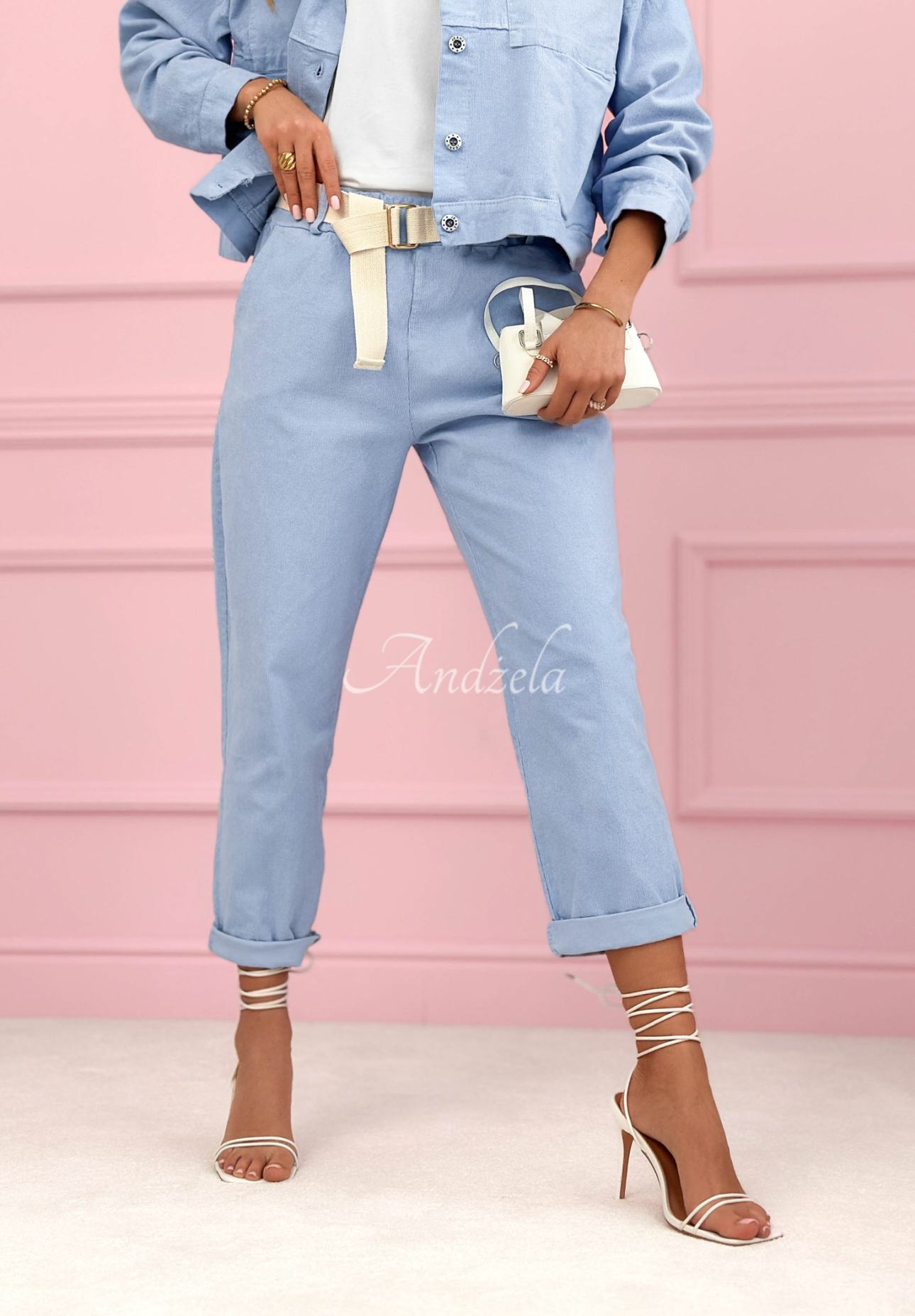 Pantaloni mom fit din catifea reiată din bumbac Fooling Yourself