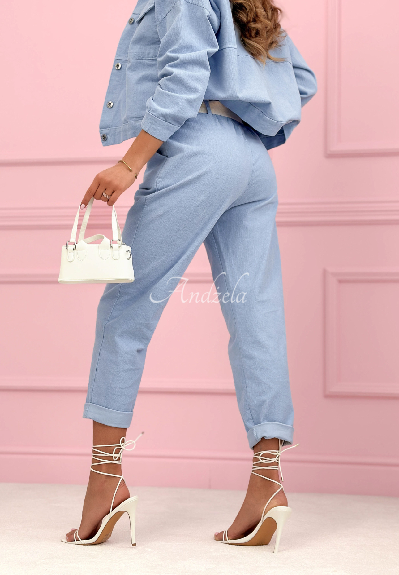 Pantaloni mom fit din catifea reiată din bumbac Fooling Yourself