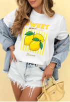 Tricou z nadrukiem Sweet Goodness biało-albastru