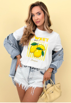 Tricou z nadrukiem Sweet Goodness biało-albastru