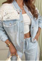 Scurtă din denim Geacă z koronką Willing To albastru deschis