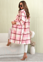 Długi Palton  oversize w kratę Ismeray żółto-ciocolatiu