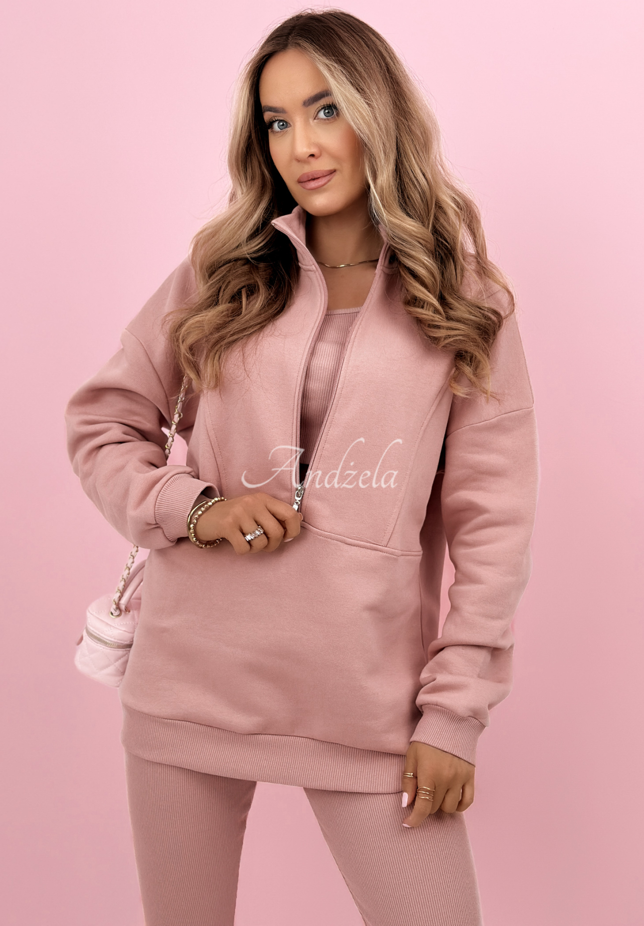 Set din bumbac hanorac, colanți, Top  3in1 Look At Me