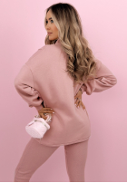 Compleu Hanorac, Colanți, Top  3in1 Look At Me roz pudră