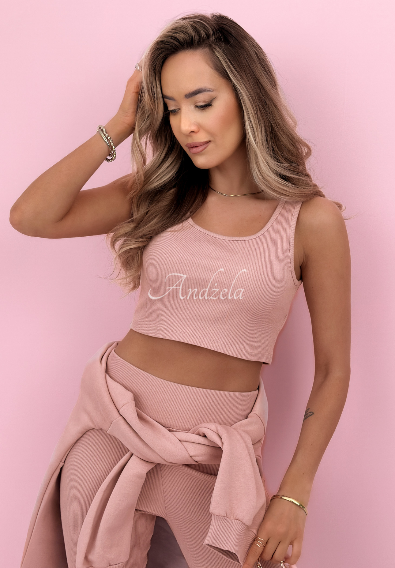 Set din bumbac hanorac, colanți, Top  3in1 Look At Me