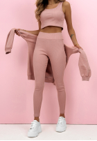 Compleu Hanorac, Colanți, Top  3in1 Look At Me roz pudră