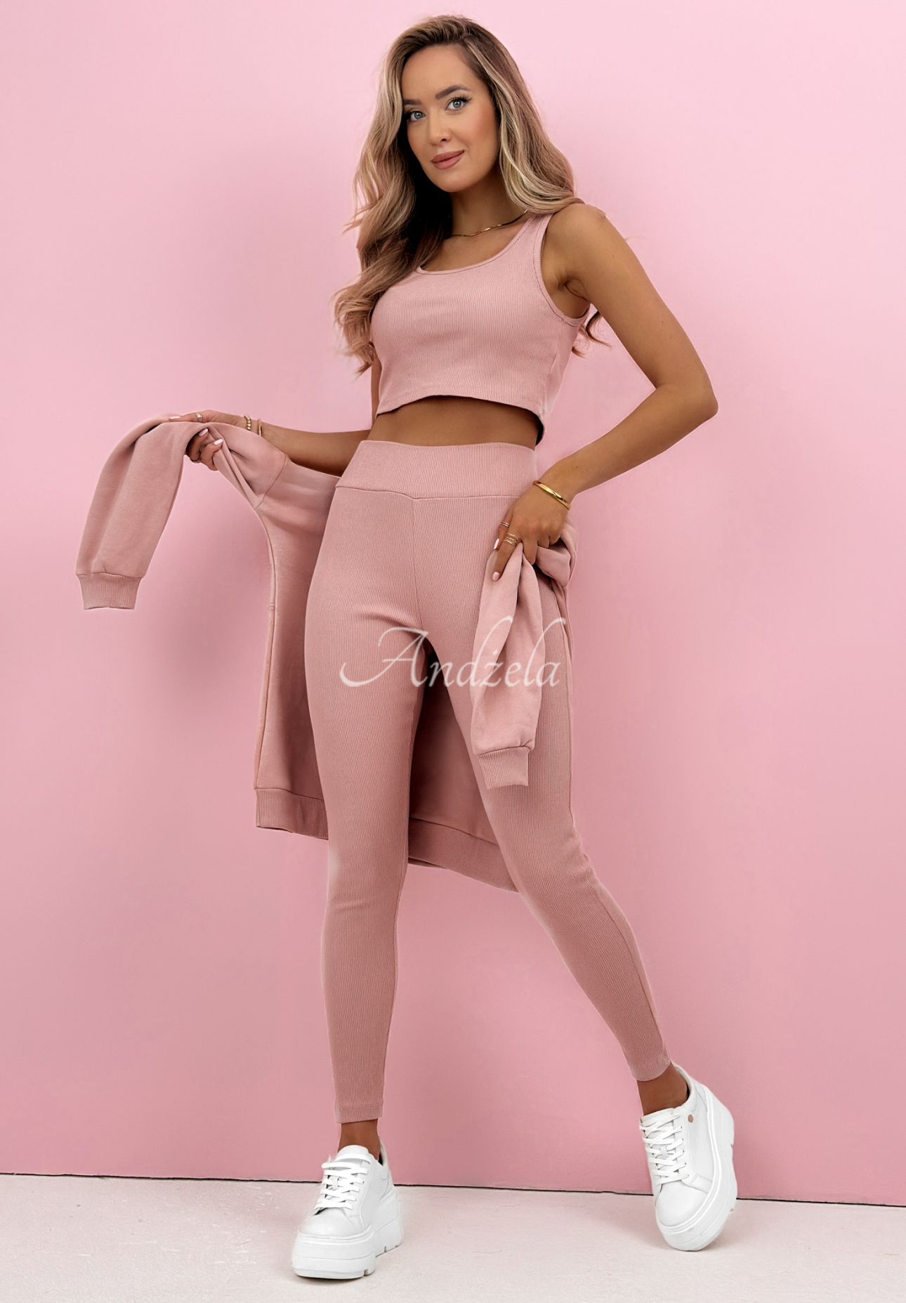 Set din bumbac hanorac, colanți, Top  3in1 Look At Me