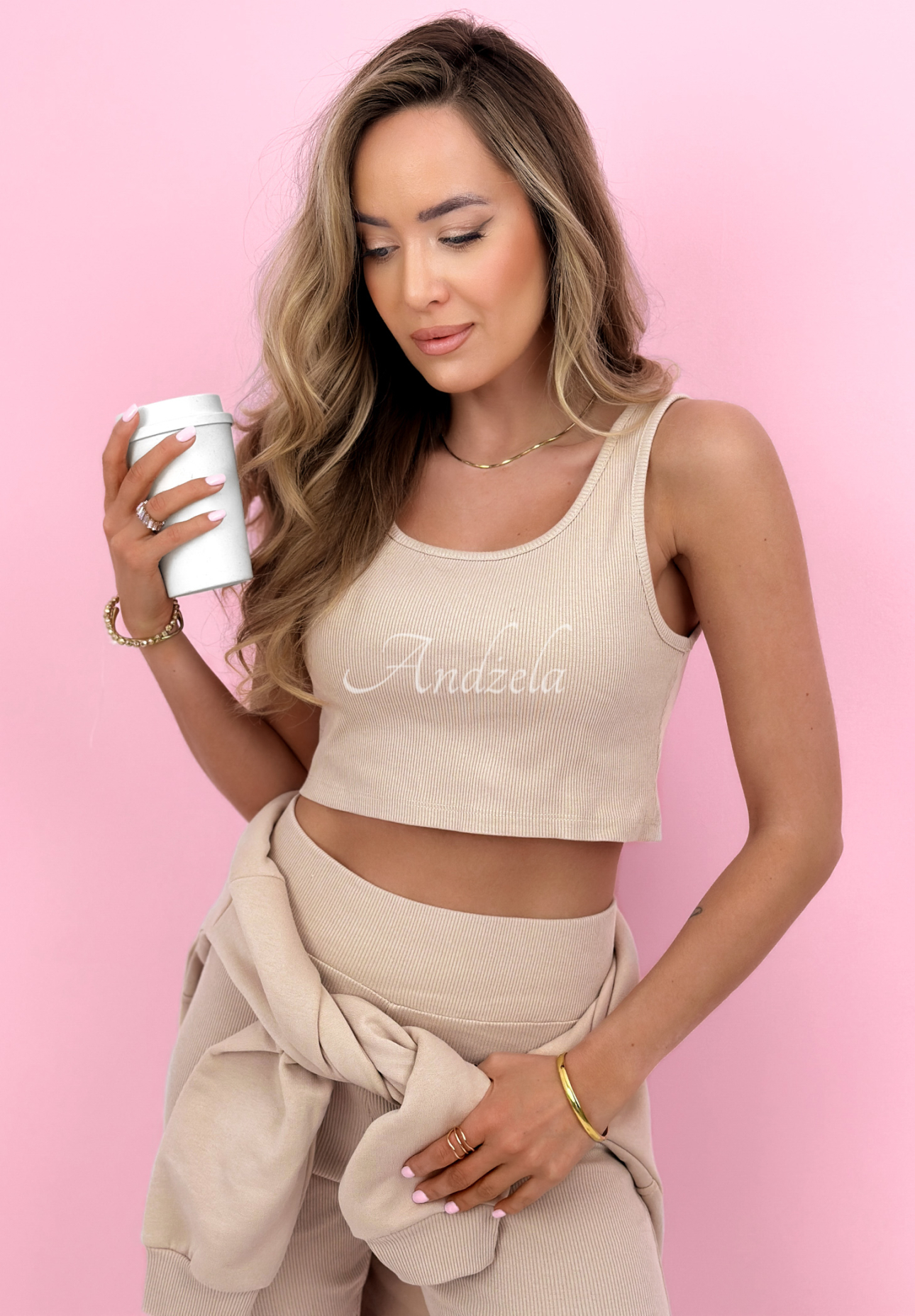 Set din bumbac hanorac, colanți, Top  3in1 Look At Me