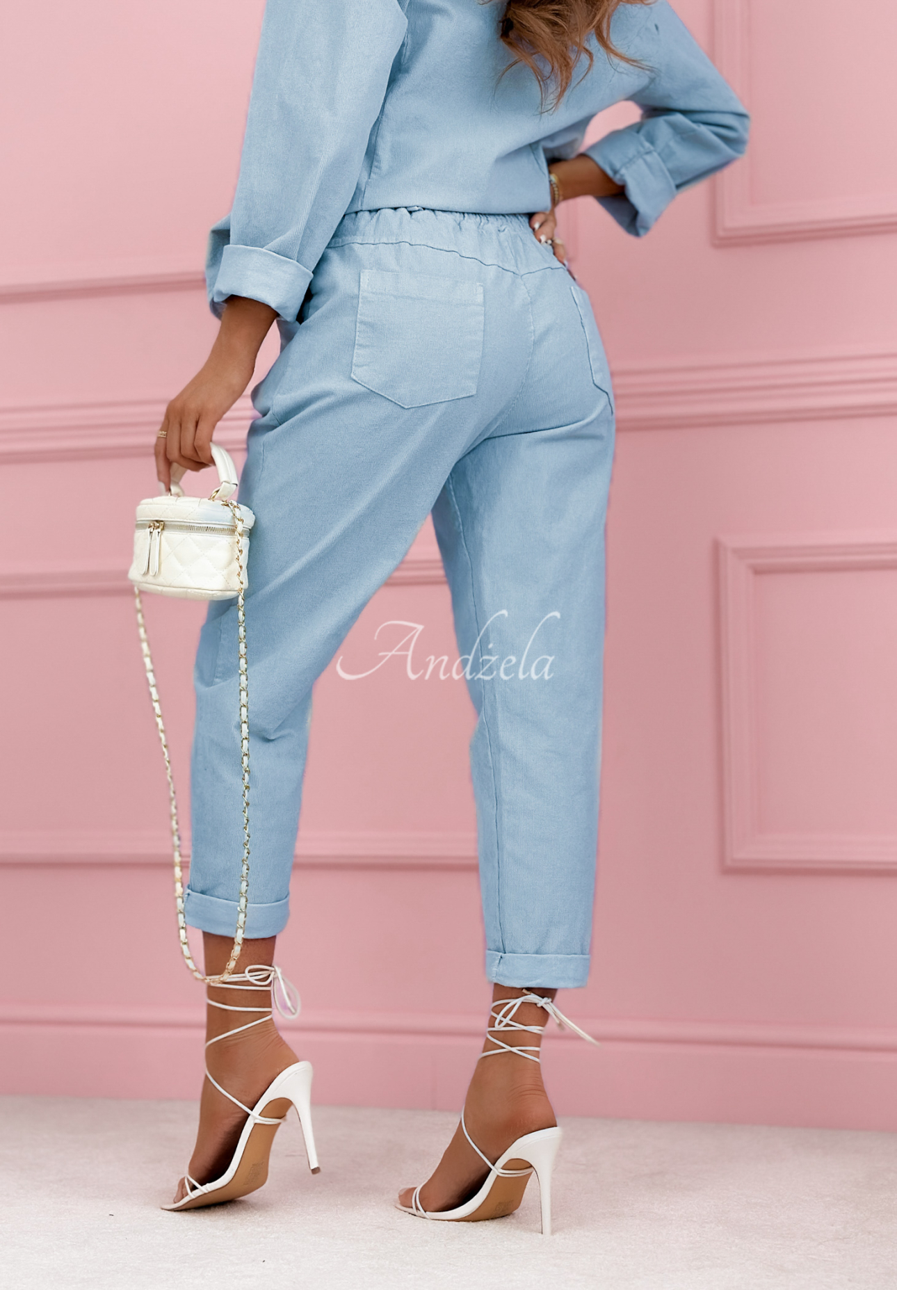 Pantaloni mom fit din catifea reiată din bumbac Goodbye Lovely