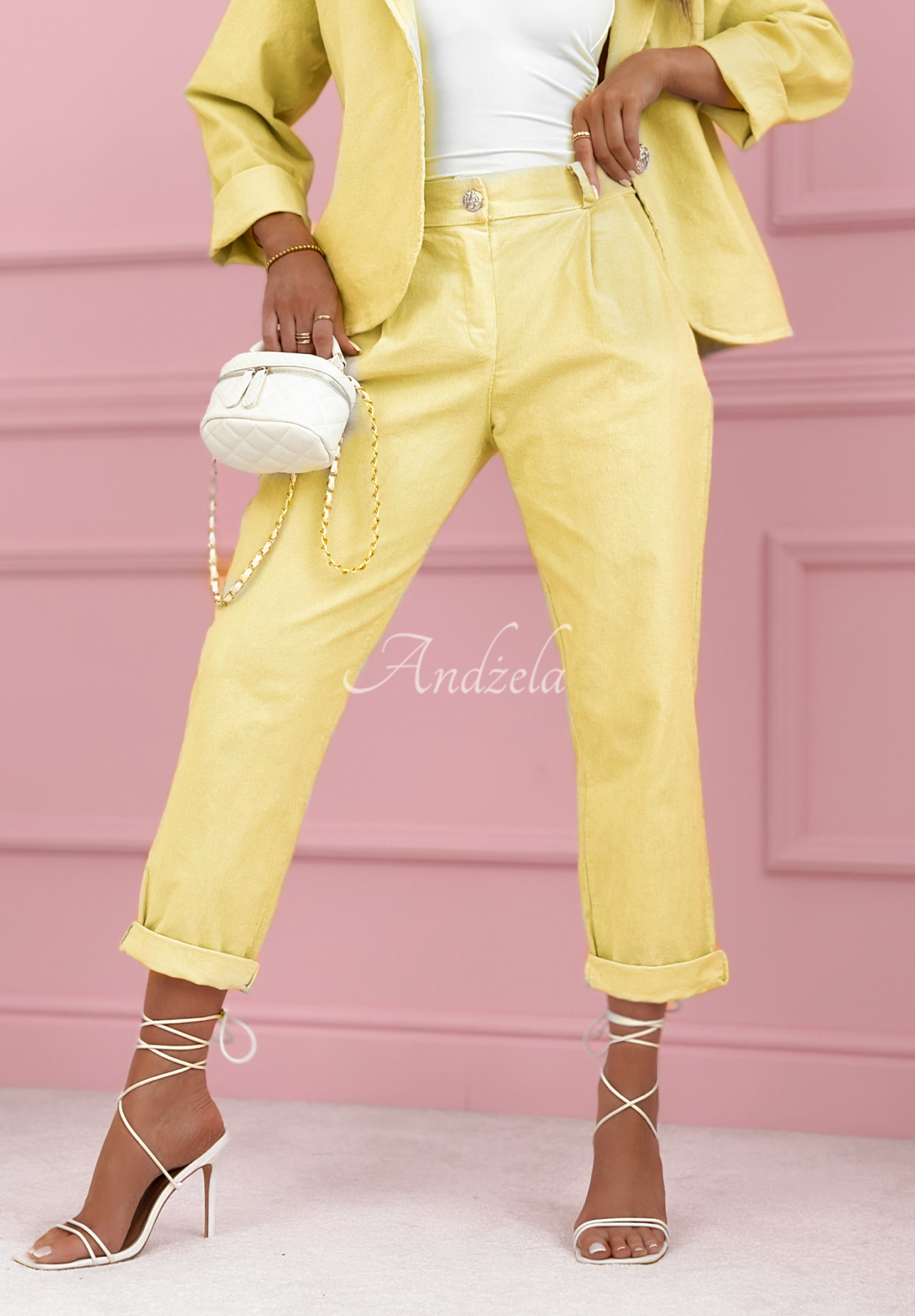 Pantaloni mom fit din catifea reiată din bumbac Goodbye Lovely