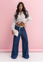 Pantaloni z paskiem Arianna albastre