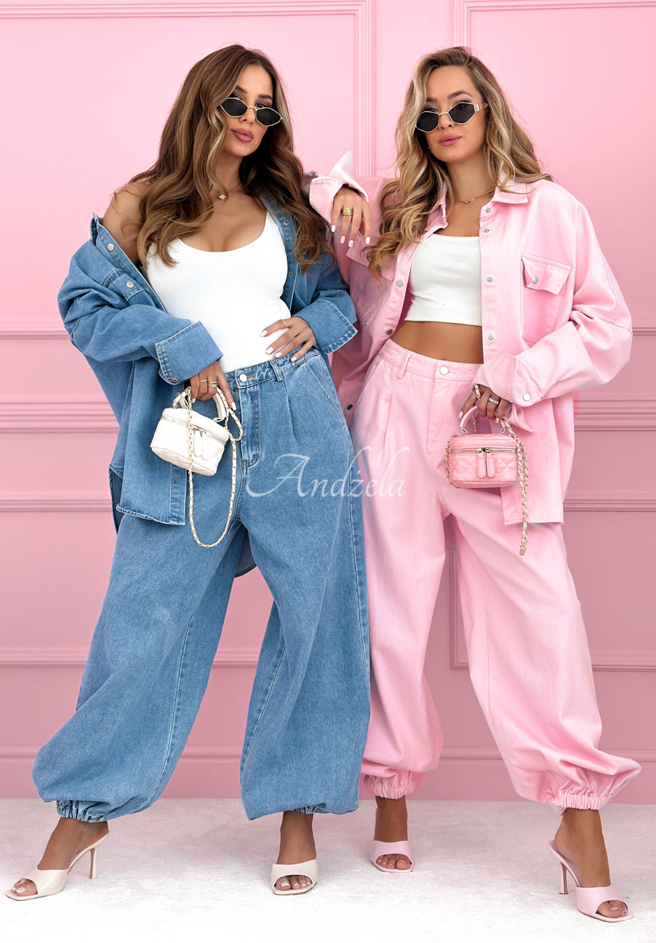 Set din denim cămașă și pantaloni balloon Emmeline