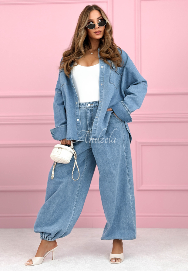 Set din denim cămașă și pantaloni balloon Emmeline