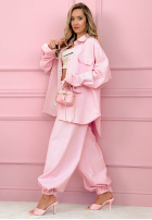 din denim Compleu Cămașă i Pantaloni balloon Emmeline albastru deschis