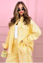 din denim Compleu Cămașă i Pantaloni balloon Emmeline albastru deschis