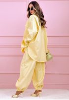 din denim Compleu Cămașă i Pantaloni balloon Emmeline albastru deschis