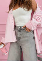 Pantaloni din denim wide leg z kokardkami Aracello jasnoszare