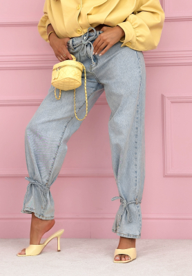 Blugi wide leg cu șnururi Annora