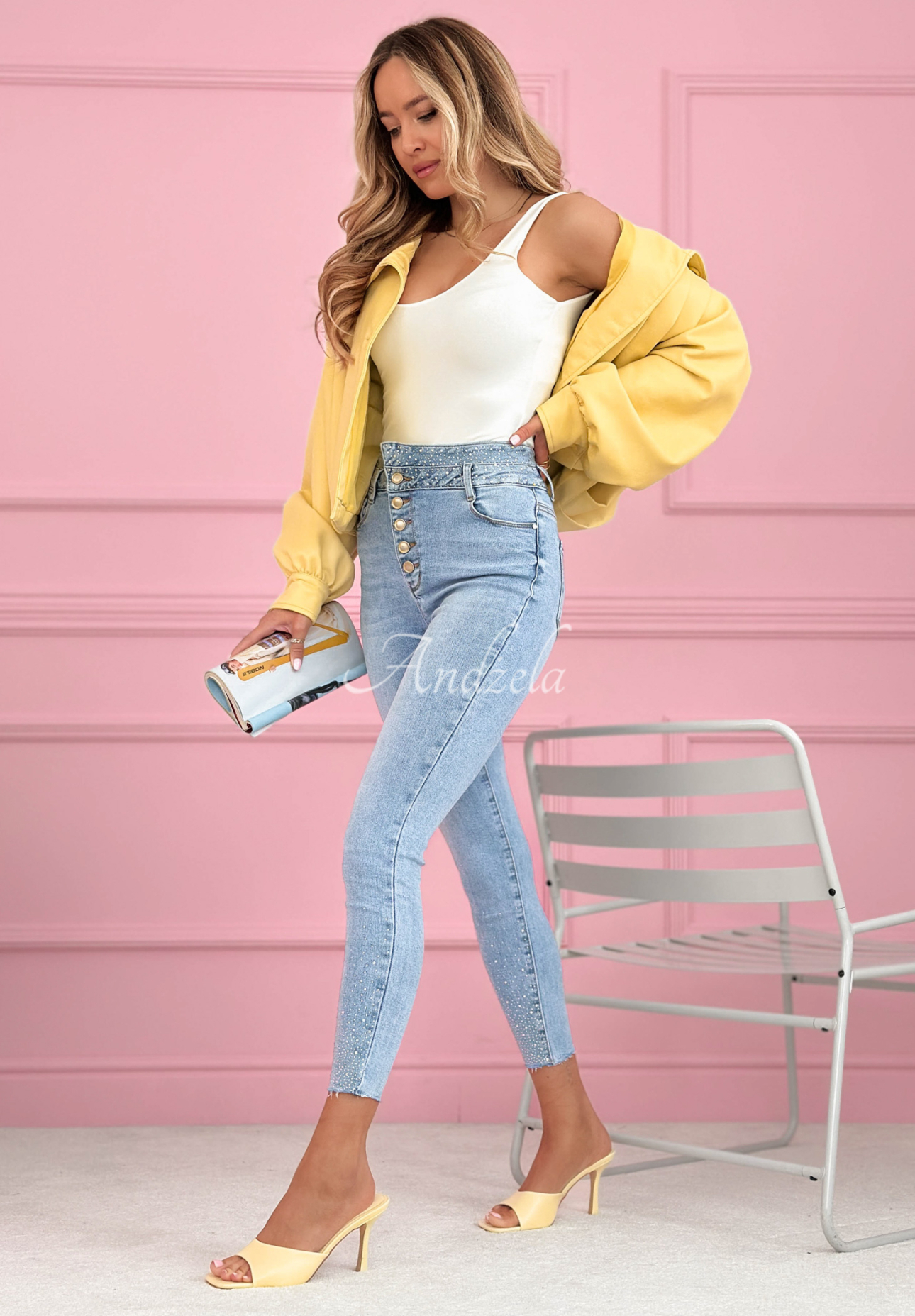 Blugi skinny din denim cu cristale Amy