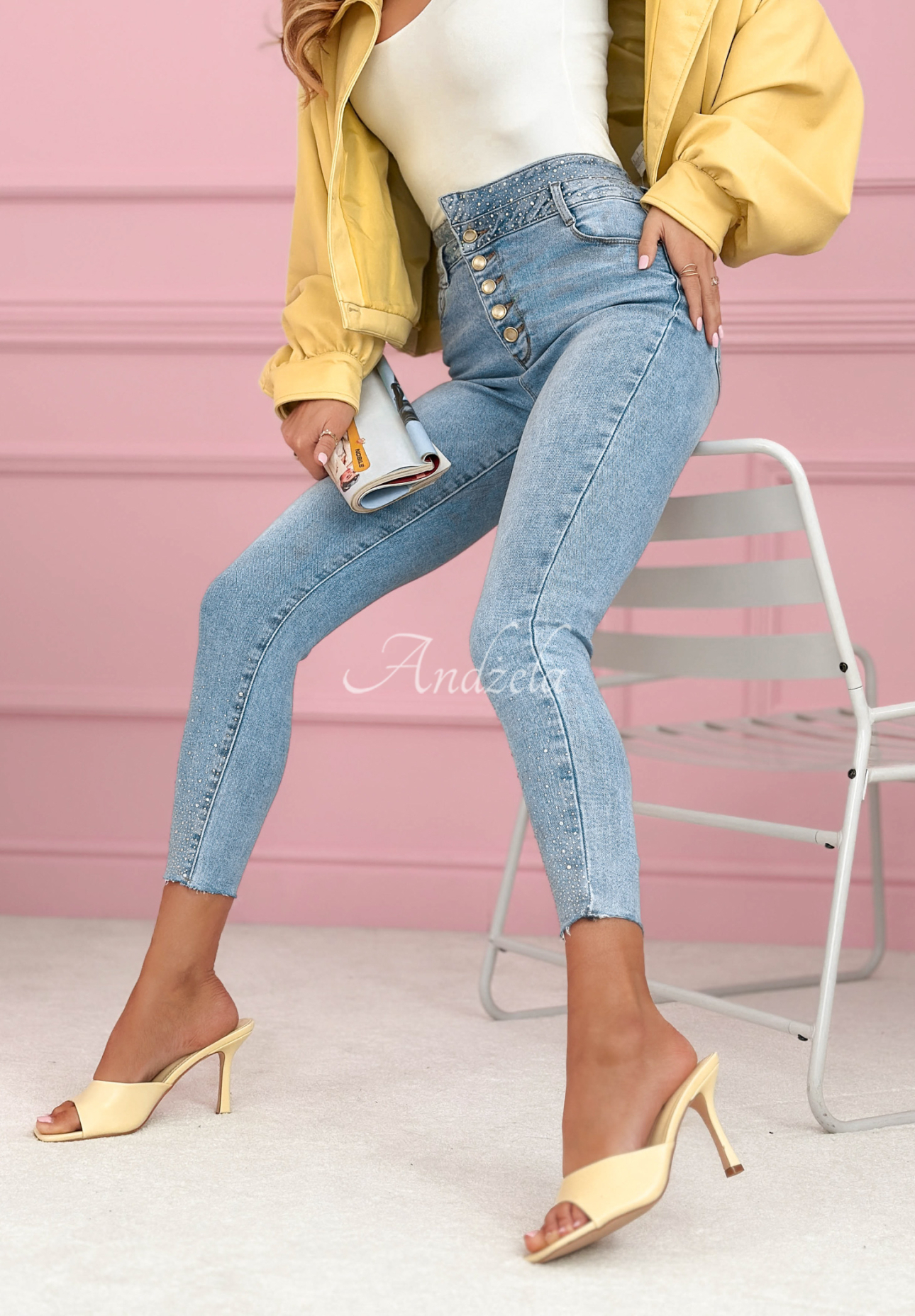 Blugi skinny din denim cu cristale Amy